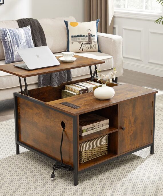 Height-adjustable Coffee Table, Multi-purpose Coffee Table With Hidden Compartments, Modern Height-adjustable Dining Table